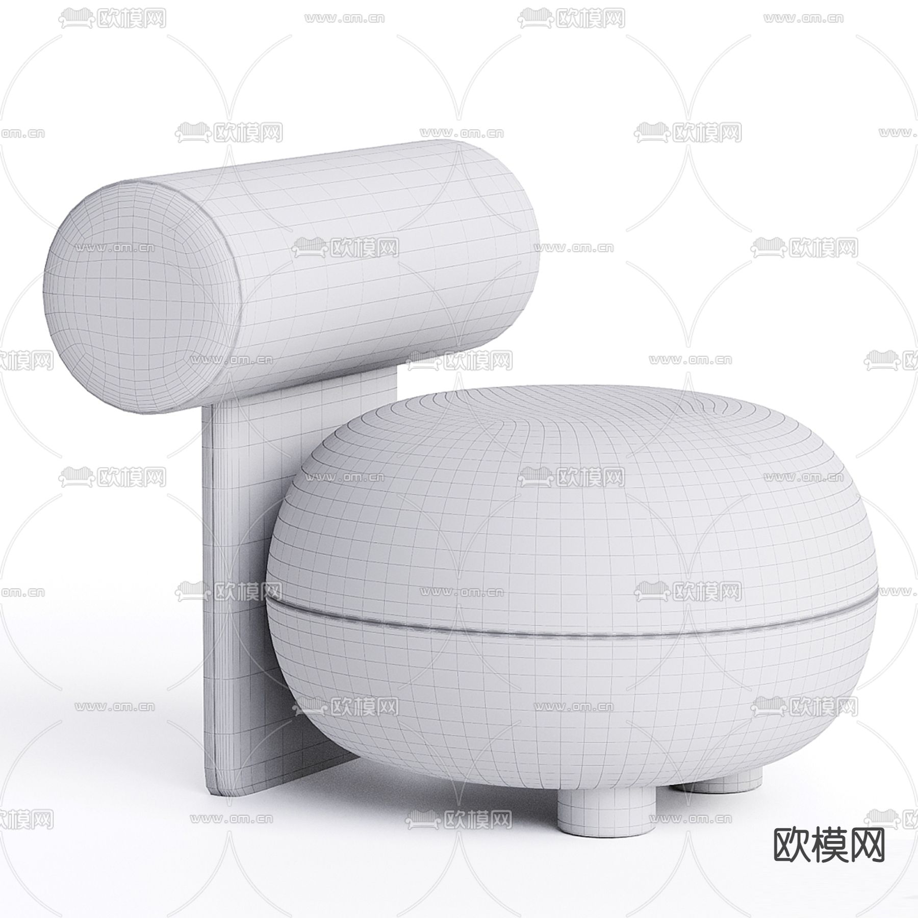 B&B Italia 轻奢单人沙发d模型下载（渲染图3）