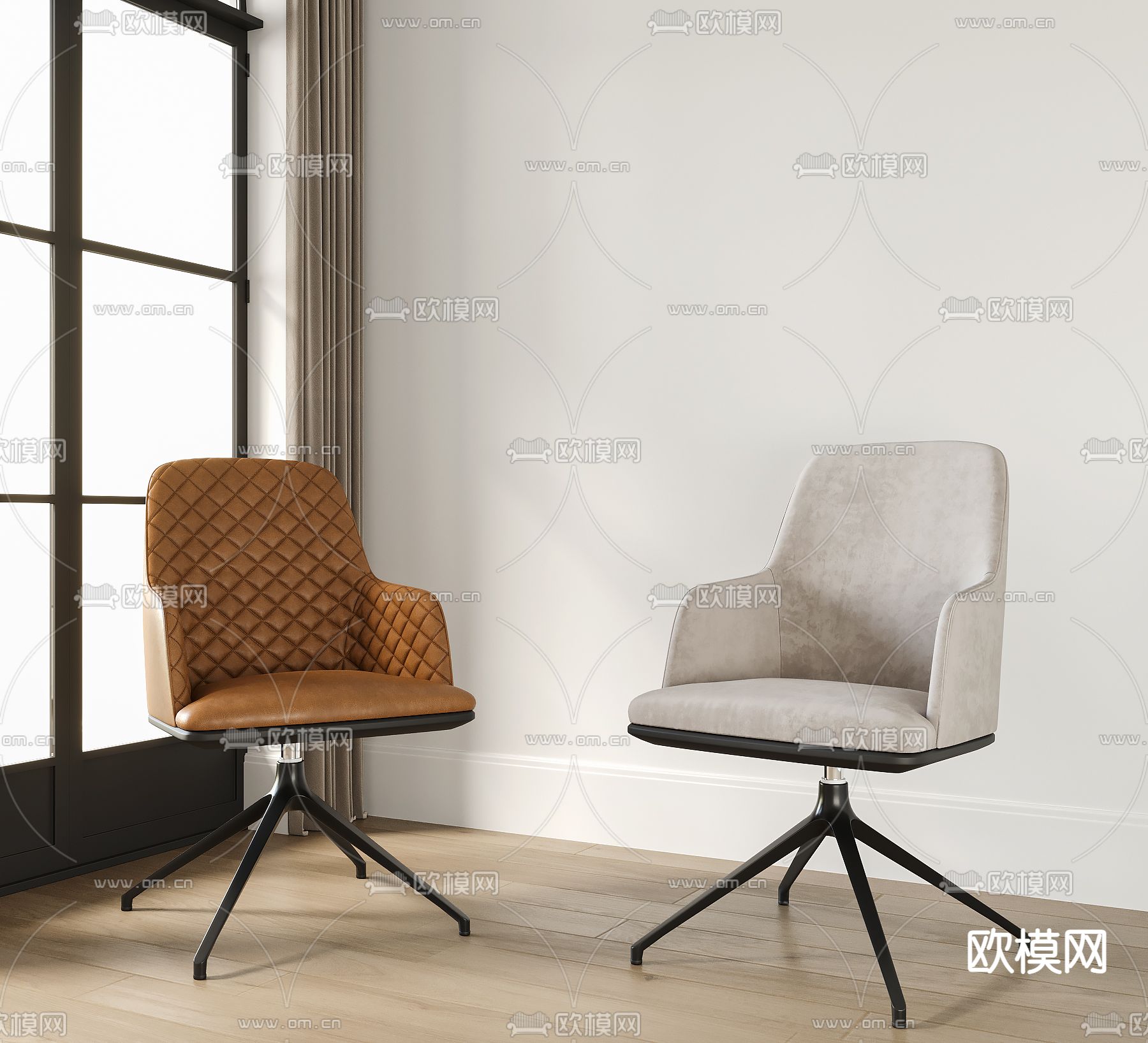 现代办公转椅su模型