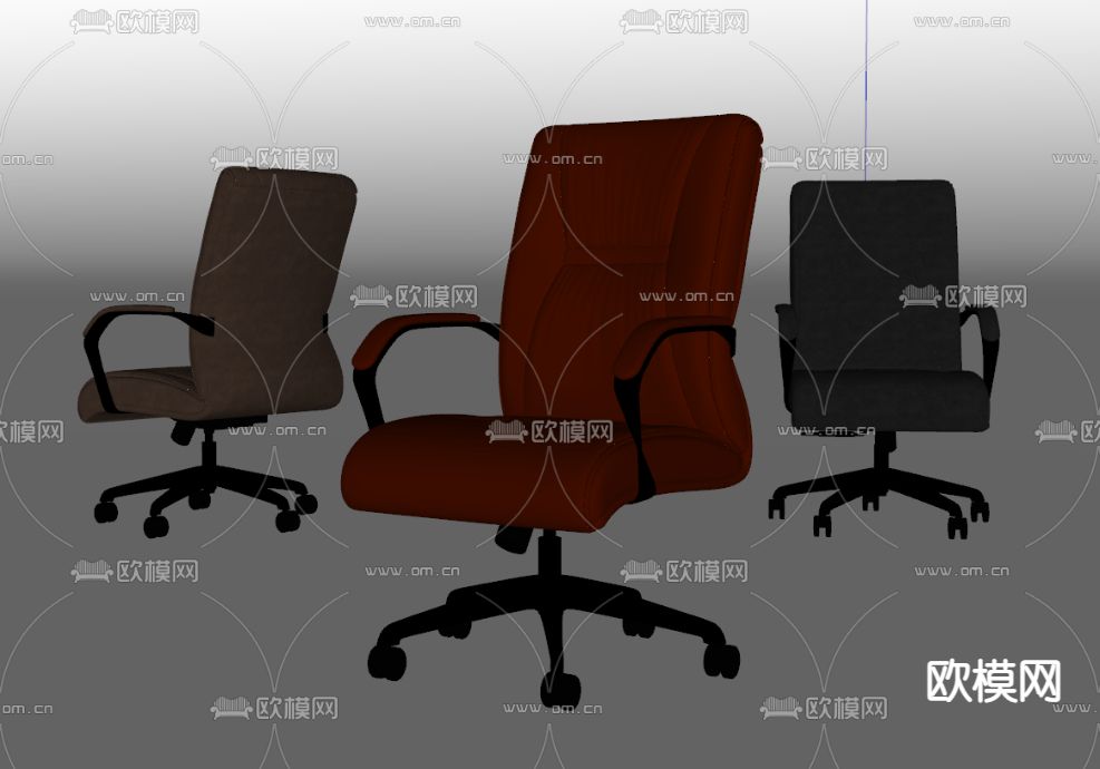 现代皮革大班椅su模型下载（渲染图2）