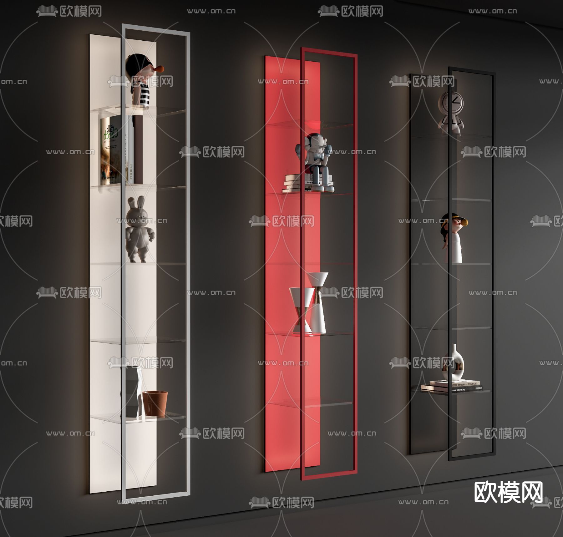 现代极简置物架 书架su模型下载（渲染图1）