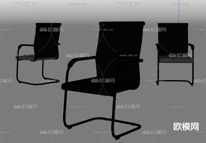 现代办公椅 弓型职员椅su模型下载（渲染图2）