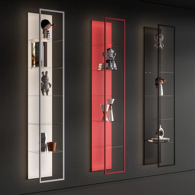 现代极简置物架 书架su模型