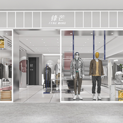  现代潮玩服装鞋店su模型 