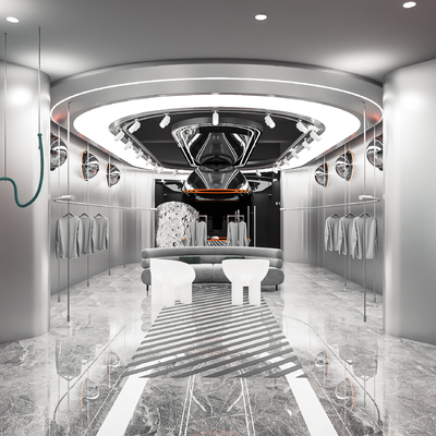  现代潮流男装店su模型 