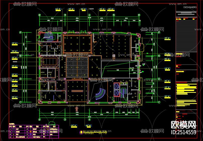 酒店空间大厅设计CAD施工图-免费3dmax模型库-欧模网
