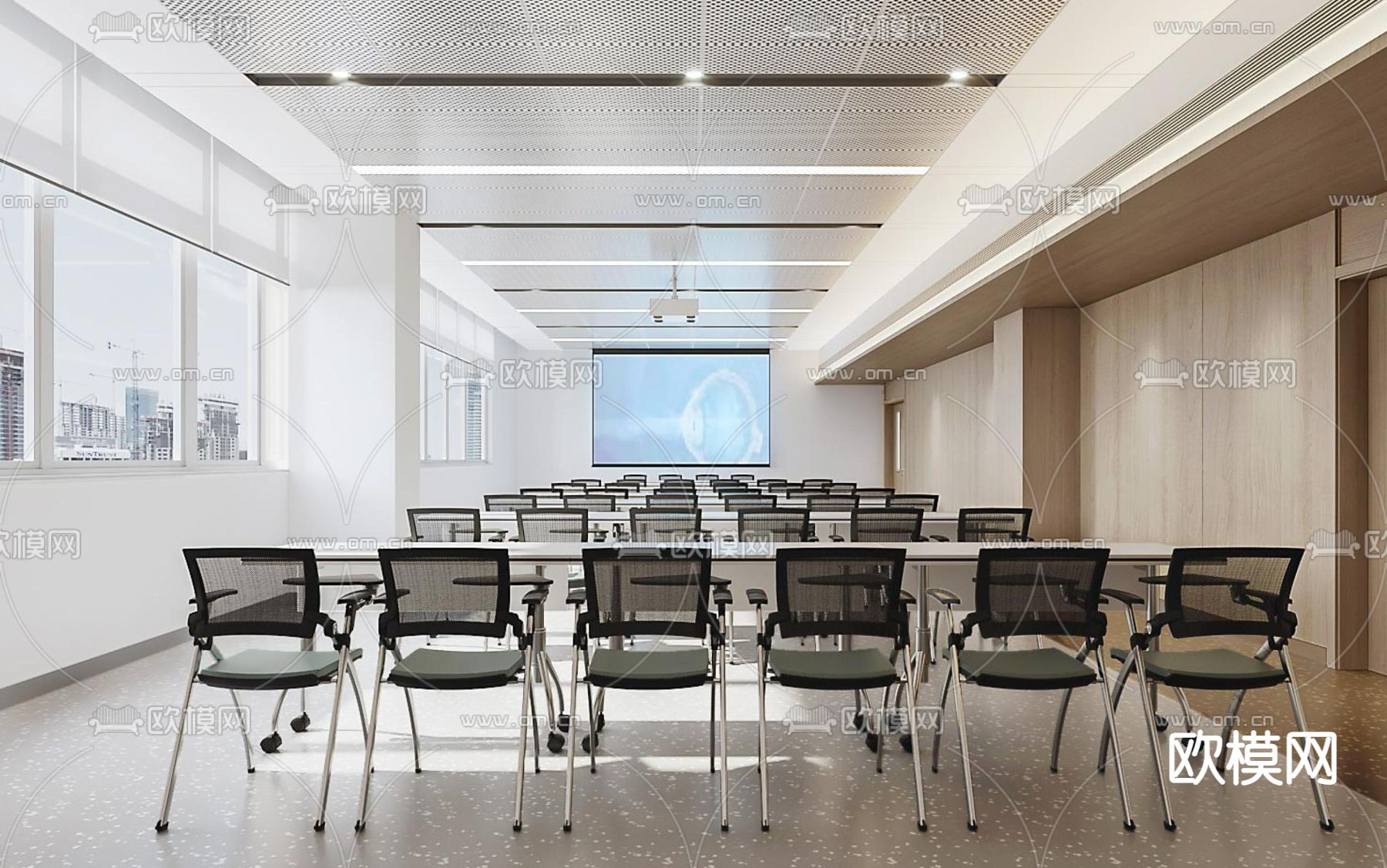 现代会议室 报告厅 多功能厅su模型下载（渲染图1）