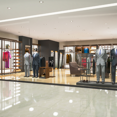  现代西服店 服装店su模型 