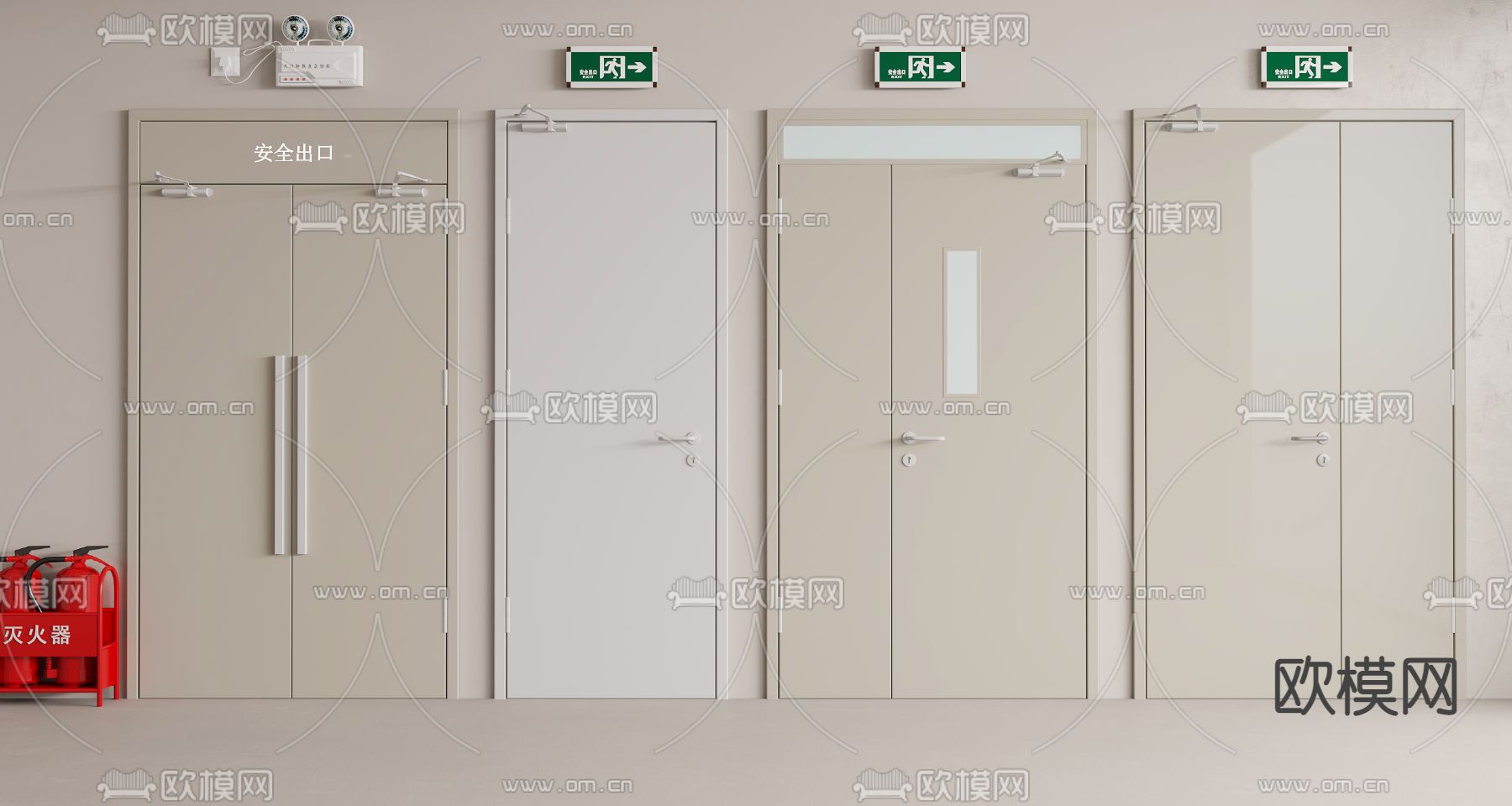 消防门 防火门 安全出口 应急门3d模型下载
