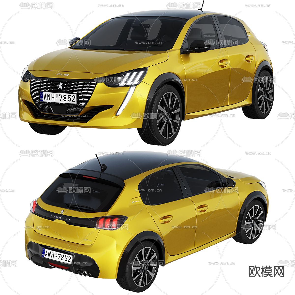 标致汽车 轿车3d模型下载（渲染图1）