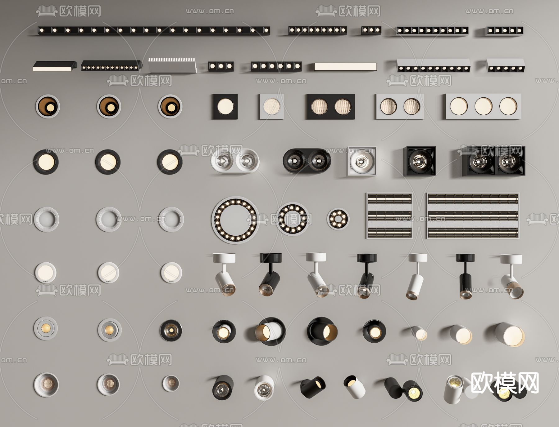 现代筒灯 射灯 嵌入式筒灯su模型下载（渲染图1）