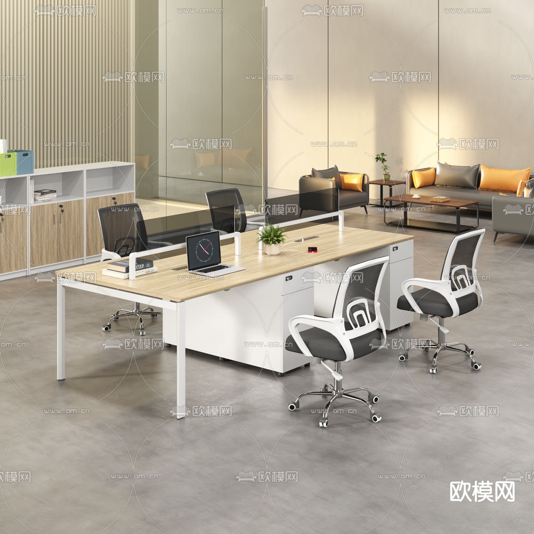 办公桌椅 工位 卡位3d模型