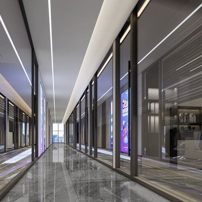  现代办公过道su模型 