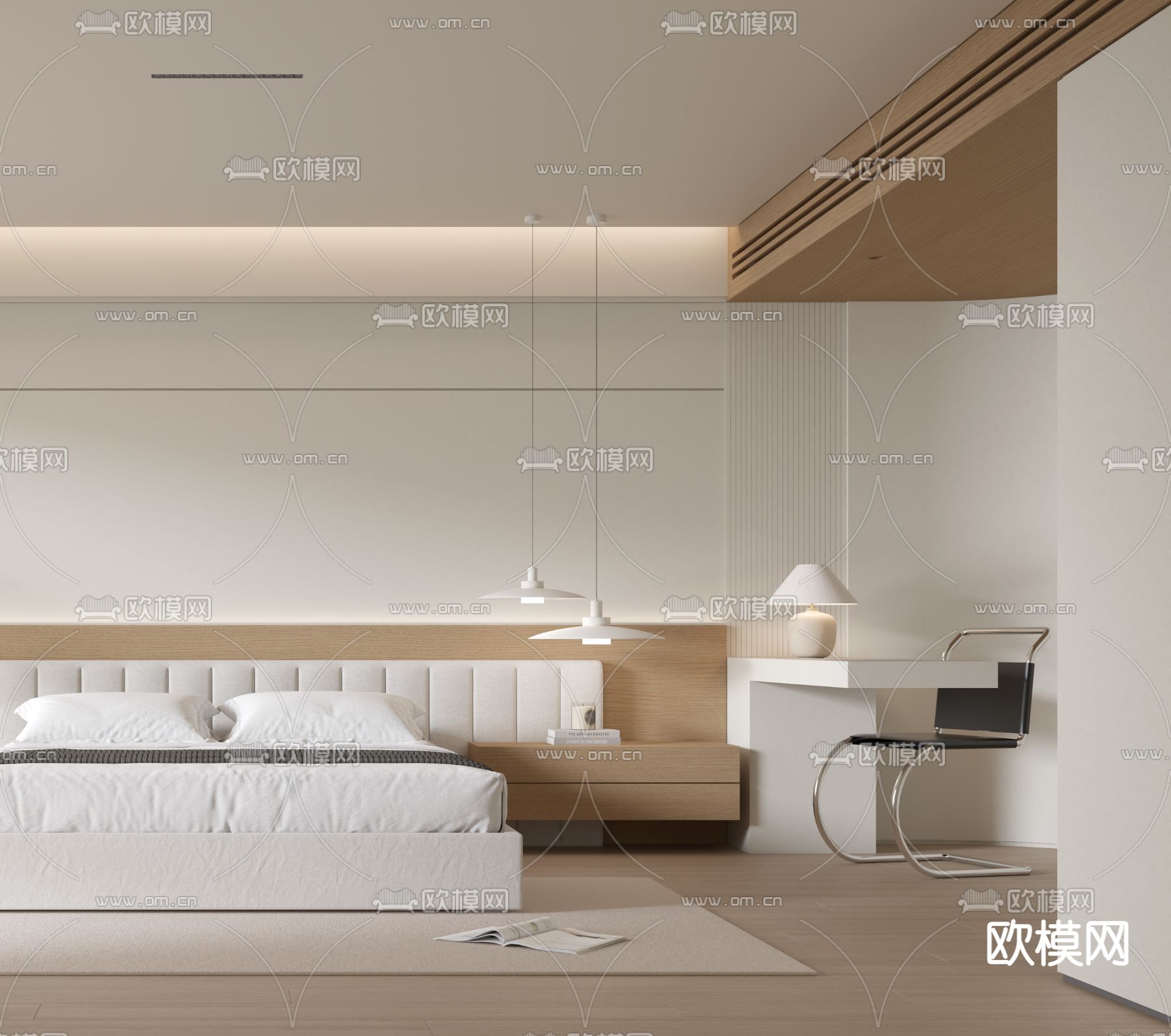 日式卧室 主人房 主卧3d模型下载（渲染图2）