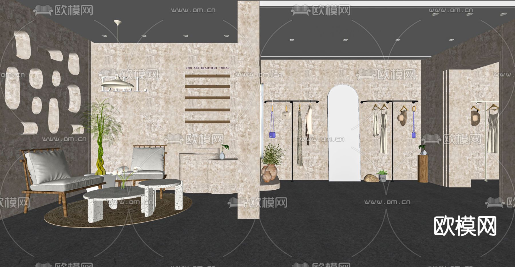 侘寂服装店su模型