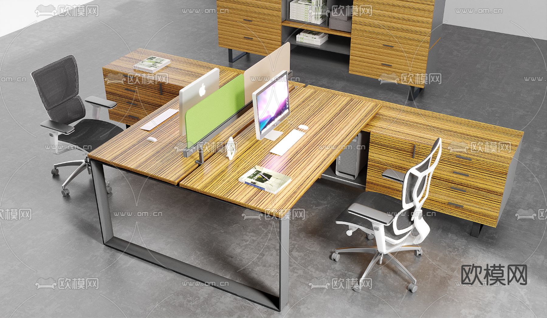 办公桌椅 卡位 工位3d模型下载
