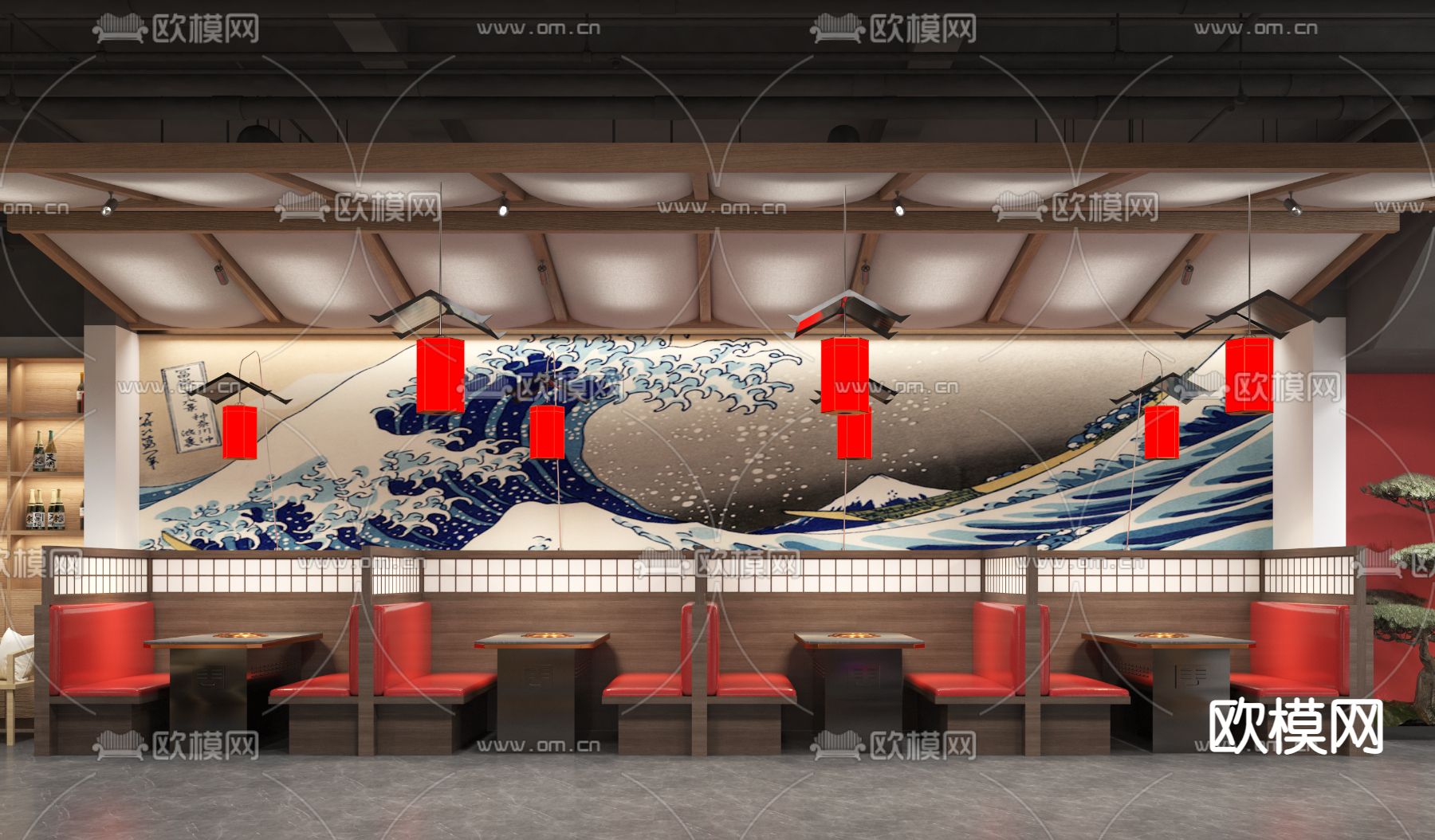 日式烤肉店 日式料理店3d模型下载（渲染图5）