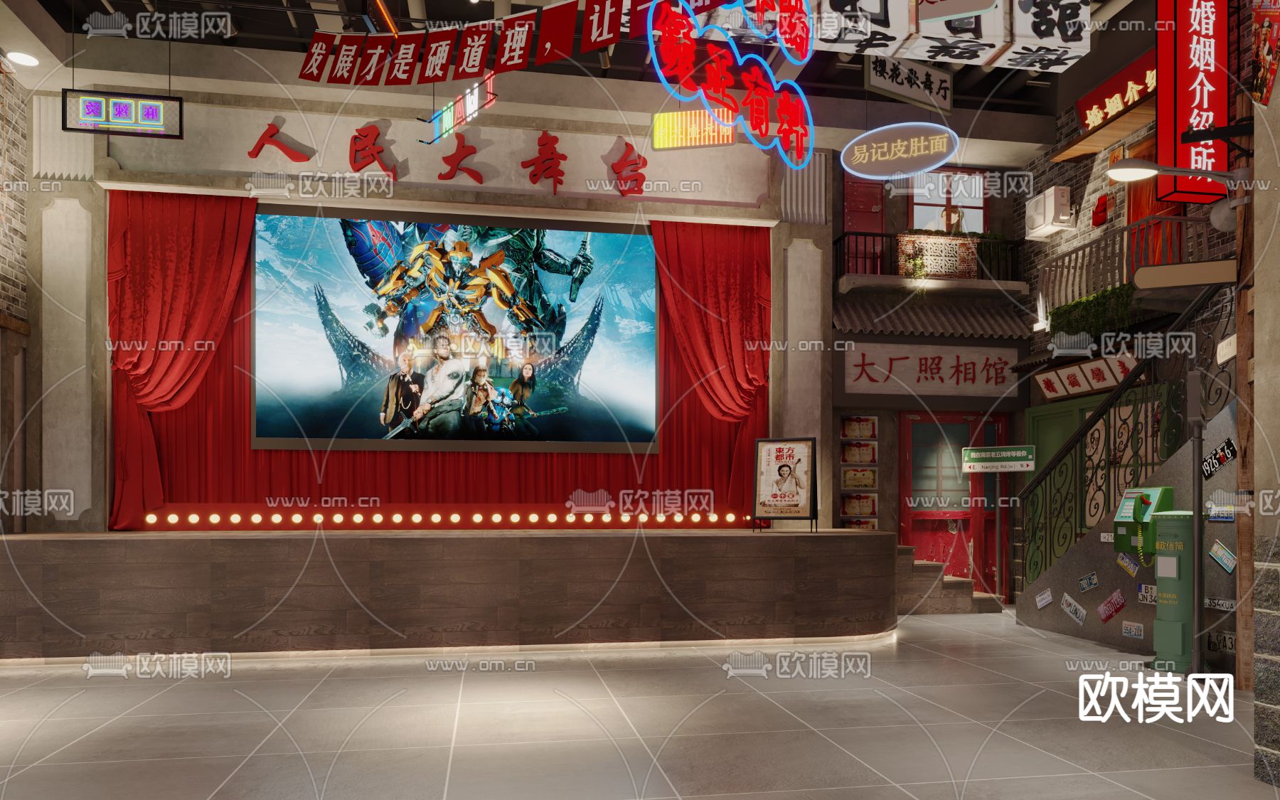 民国风 港式 烧烤店3d模型下载（渲染图3）