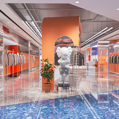  现代潮玩服装鞋店su模型 