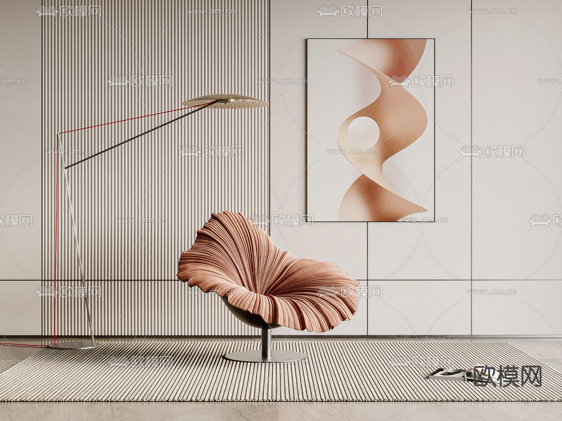 轻奢休闲椅su模型下载（渲染图1）