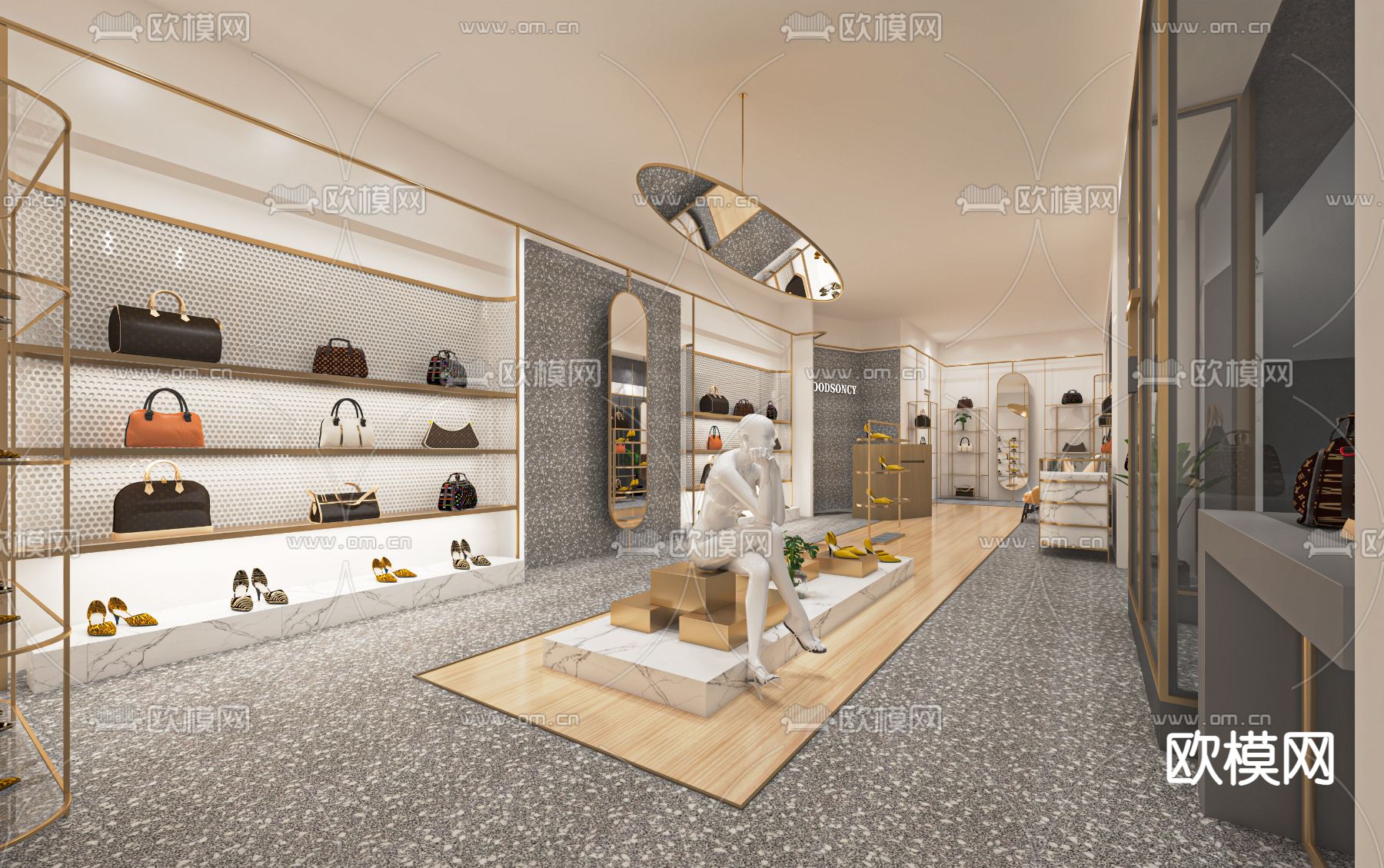 现代箱包店 鞋店su模型下载（渲染图1）