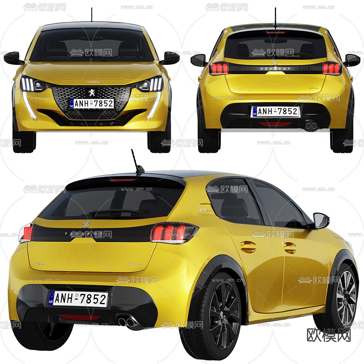 标致汽车 轿车3d模型下载（渲染图3）