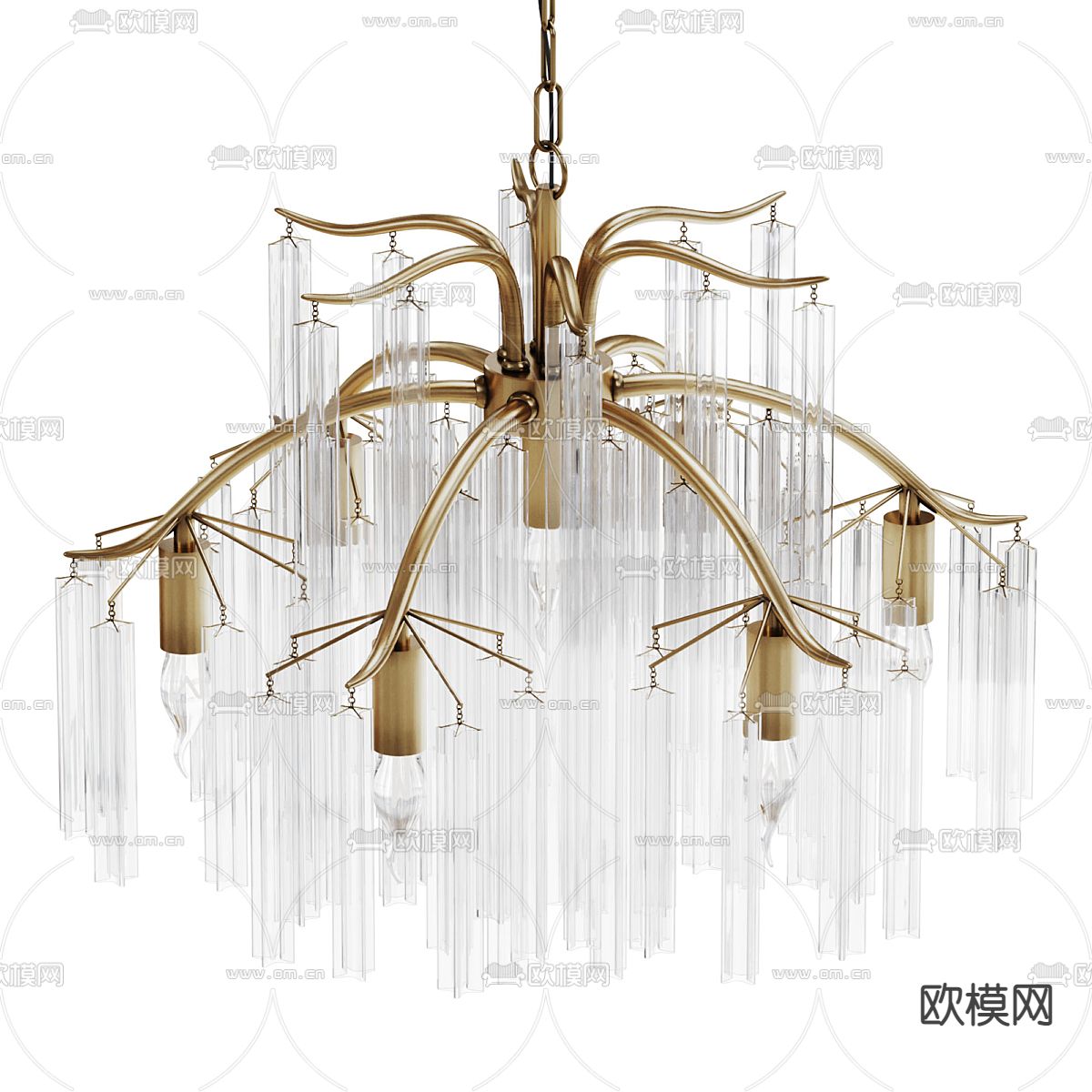 轻奢水晶吊灯 多头吊灯3d模型下载（渲染图2）