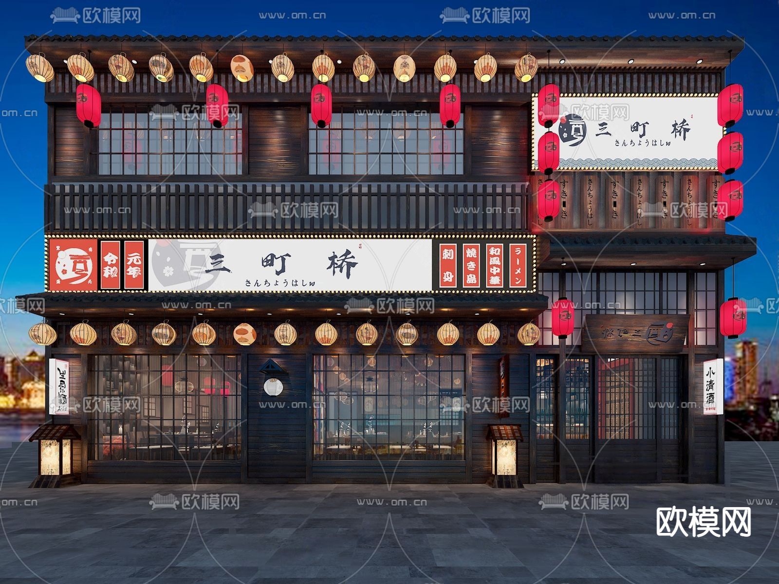 日料店 门头门面3d模型下载