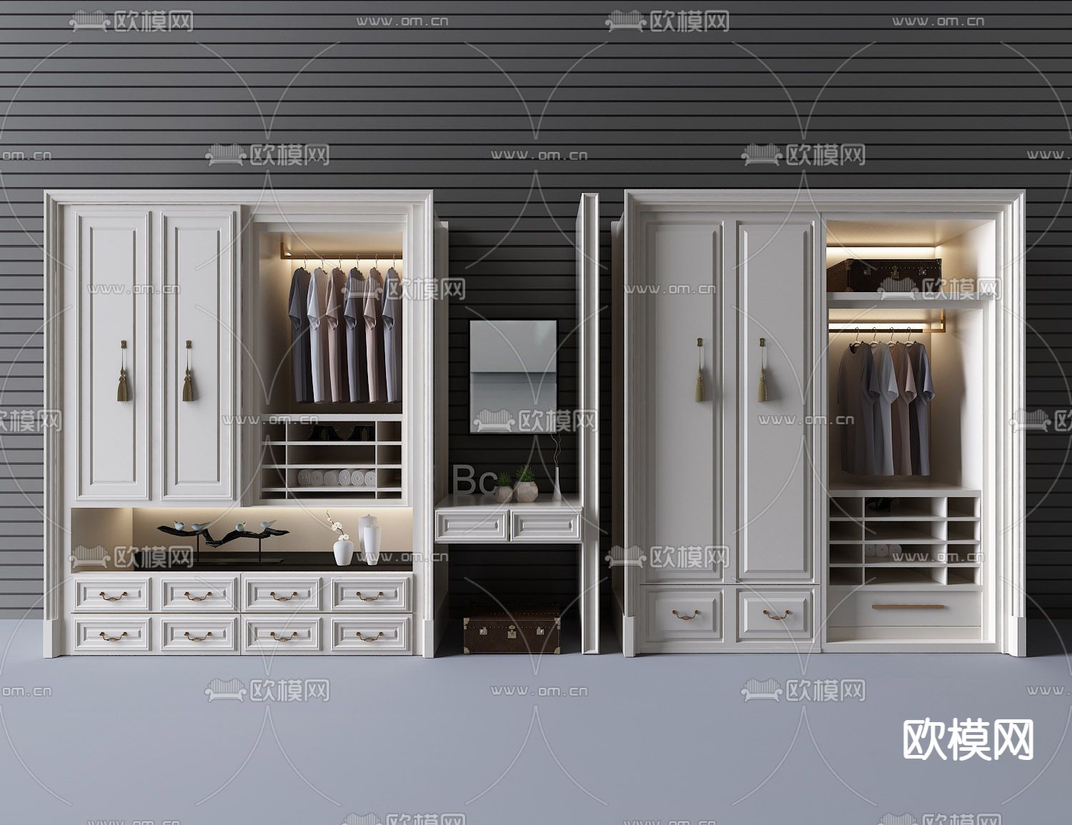 简欧衣柜 衣橱3d模型下载