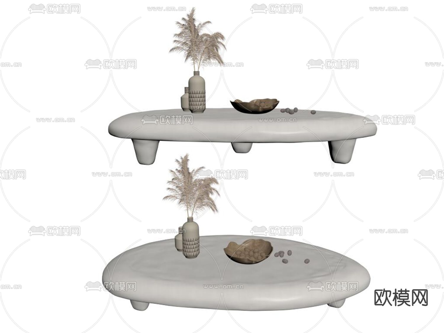 侘寂茶几su模型下载（渲染图2）