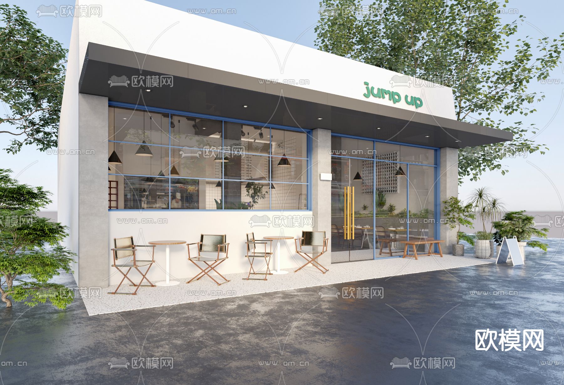 甜品店 面包店门头3d模型下载（渲染图2）