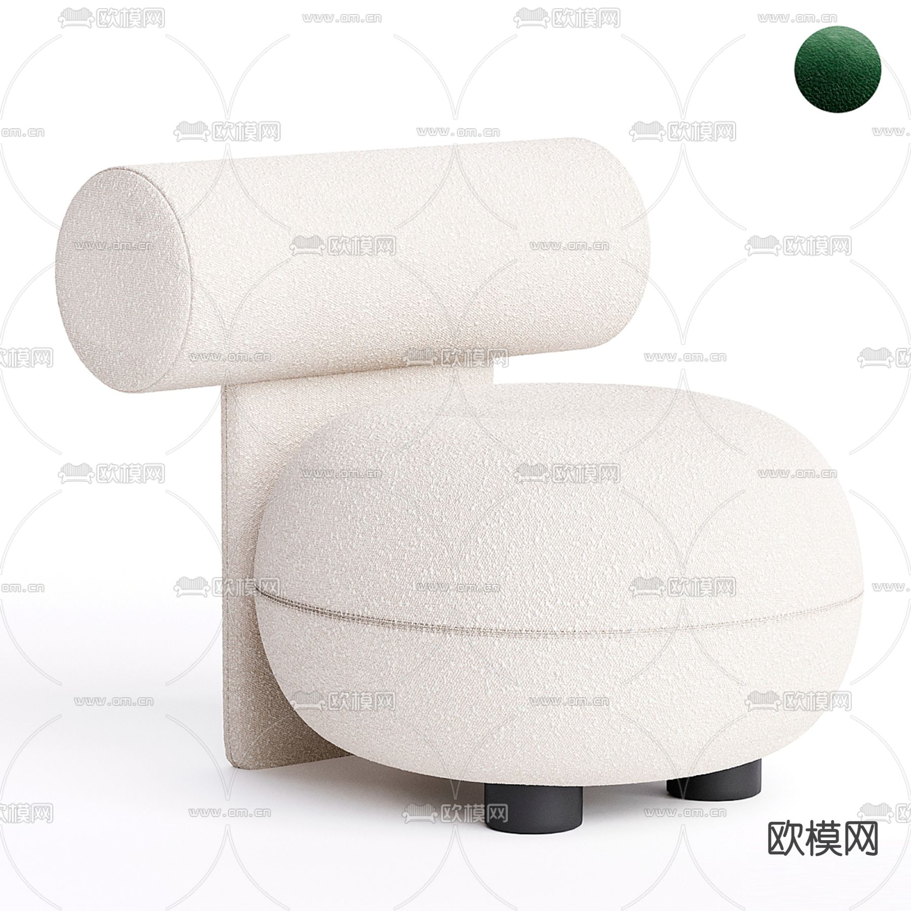 B&B Italia 轻奢单人沙发d模型下载（渲染图2）