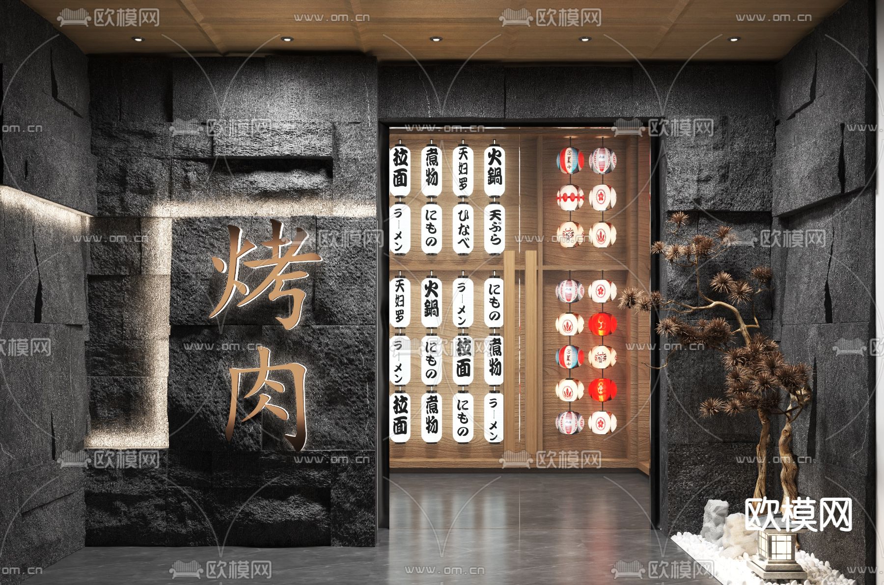 日式烤肉店 日式料理店3d模型下载（渲染图1）