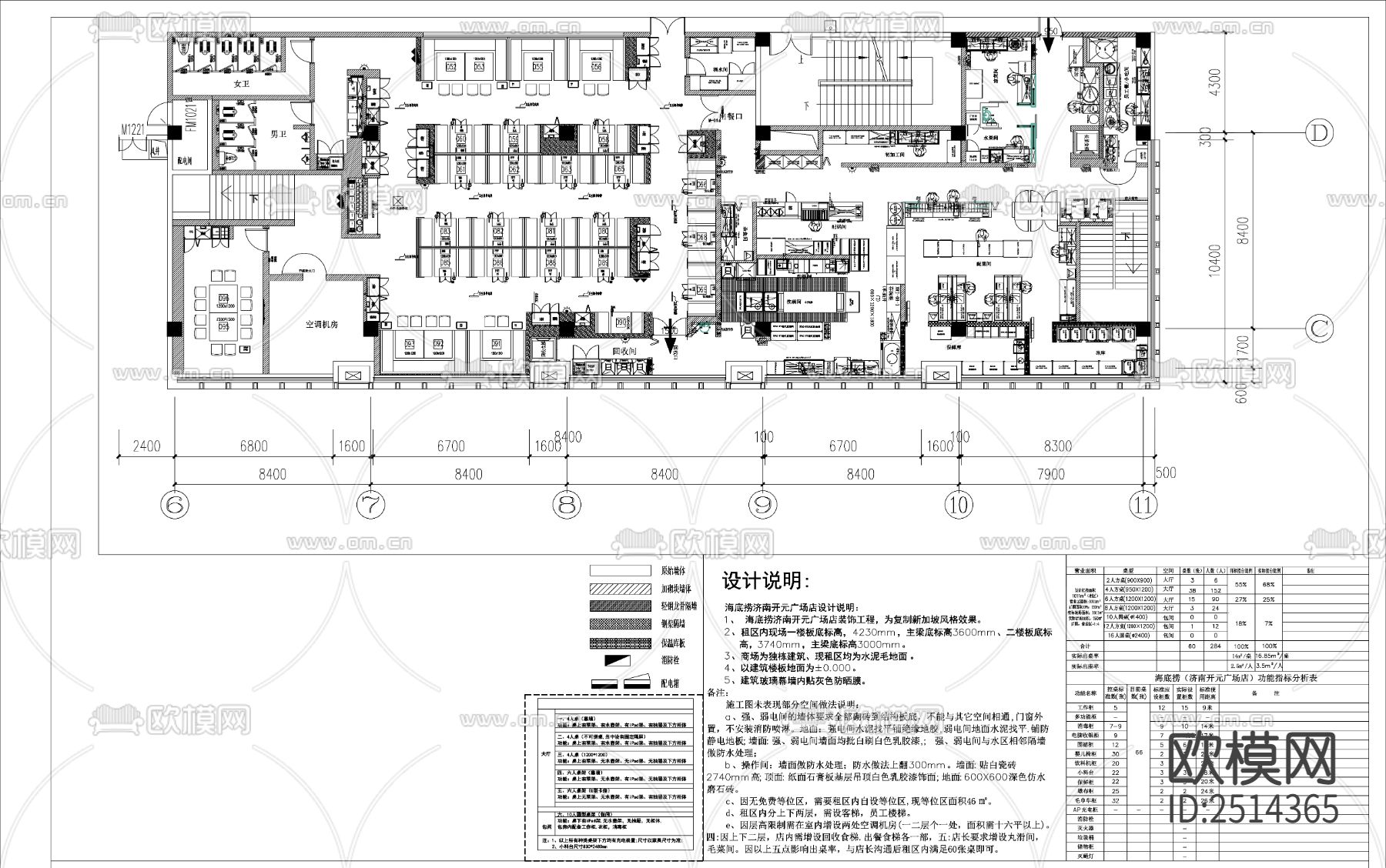大明湖畔1010㎡某火锅店CAD施工图下载（渲染图5）