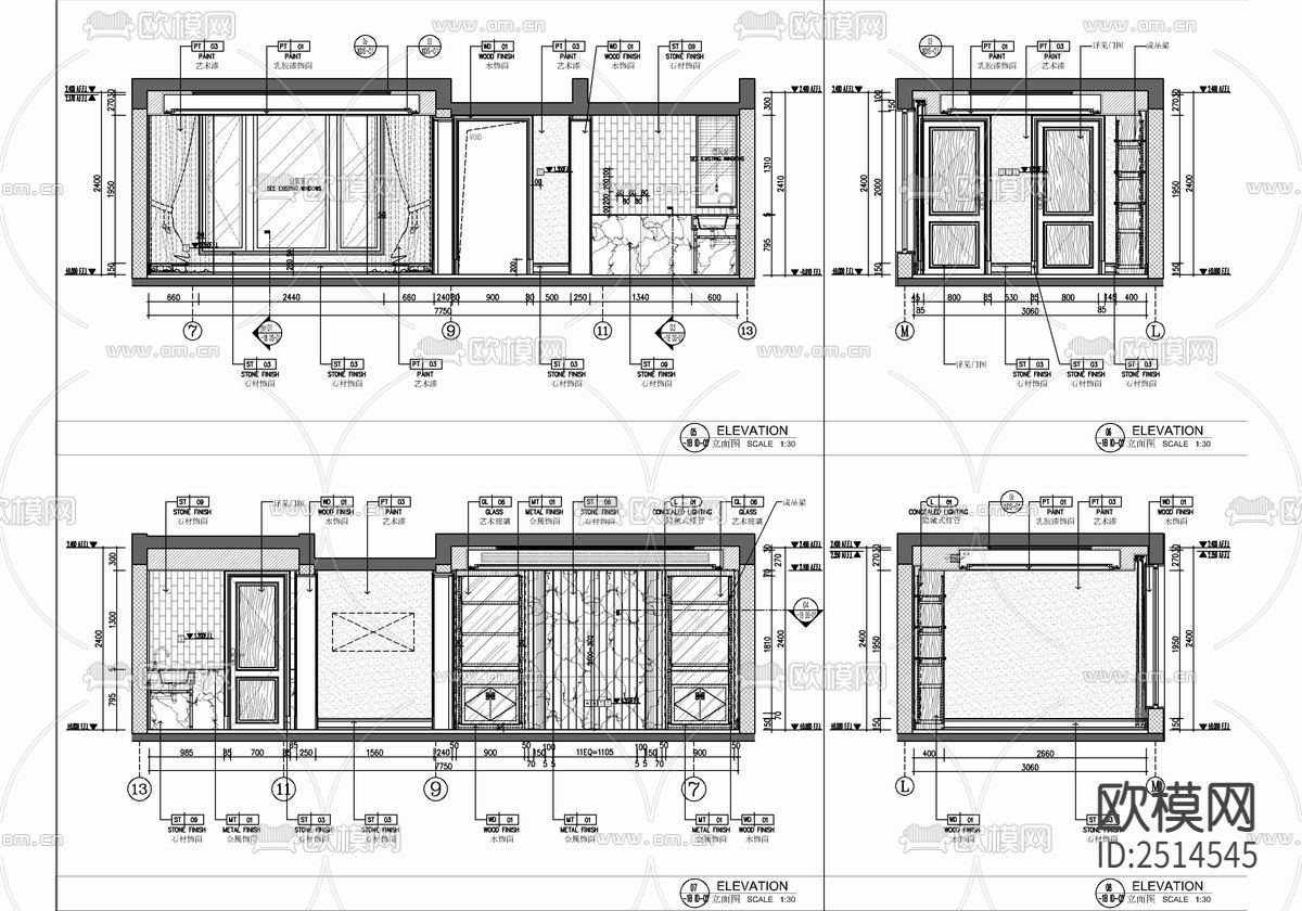 415㎡别墅样板房室内CAD施工图下载（渲染图8）