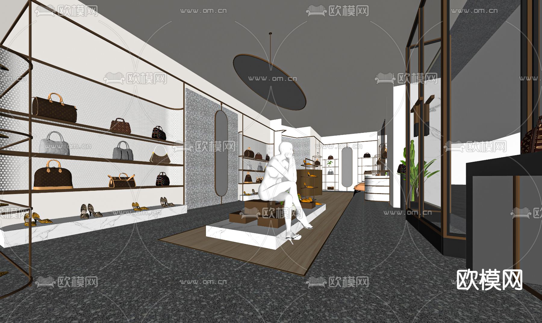 现代箱包店 鞋店su模型下载（渲染图2）