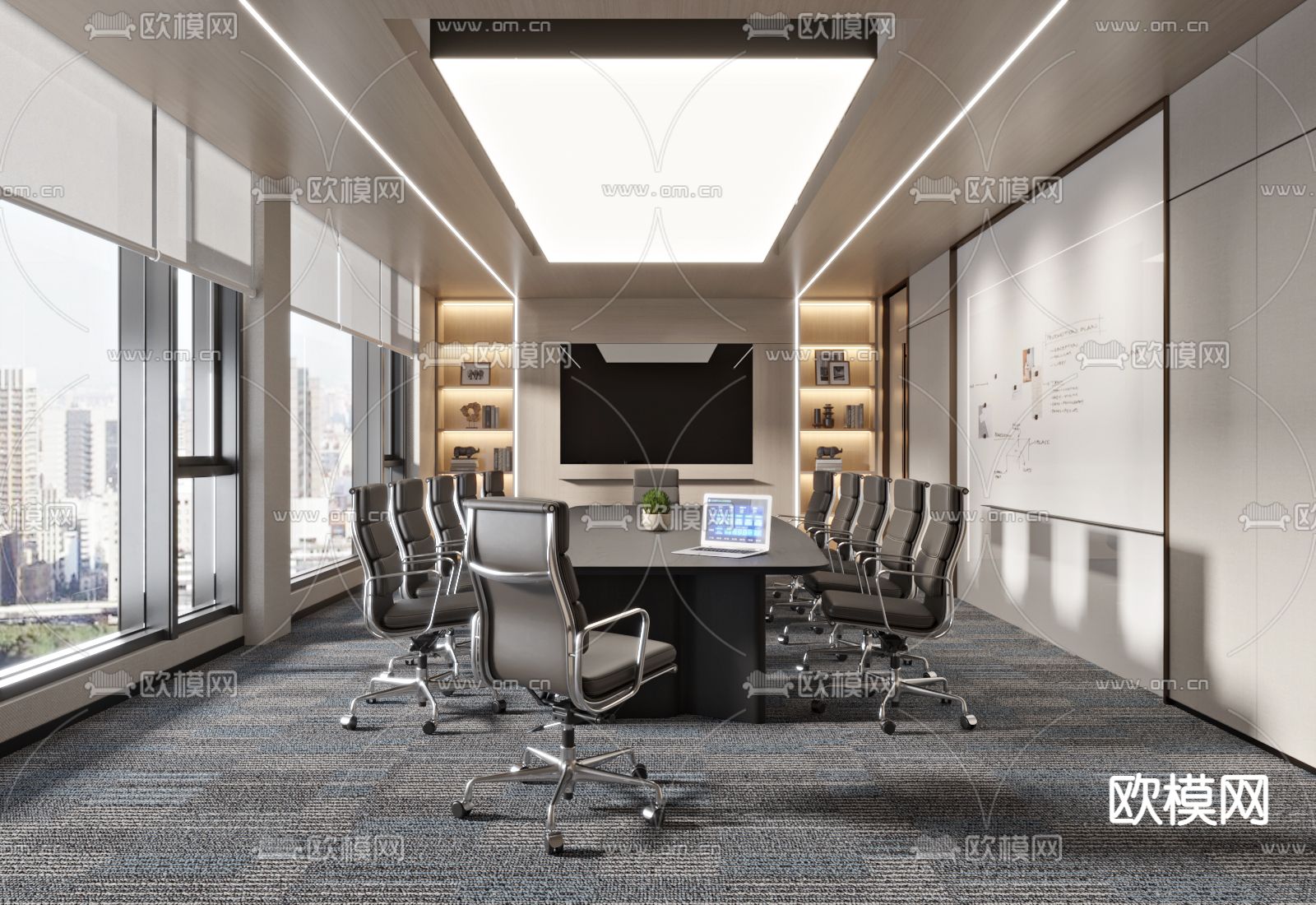 现代会议室3d模型下载