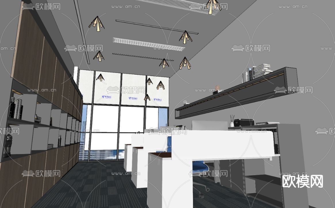 现代公共办公室su模型下载（渲染图2）