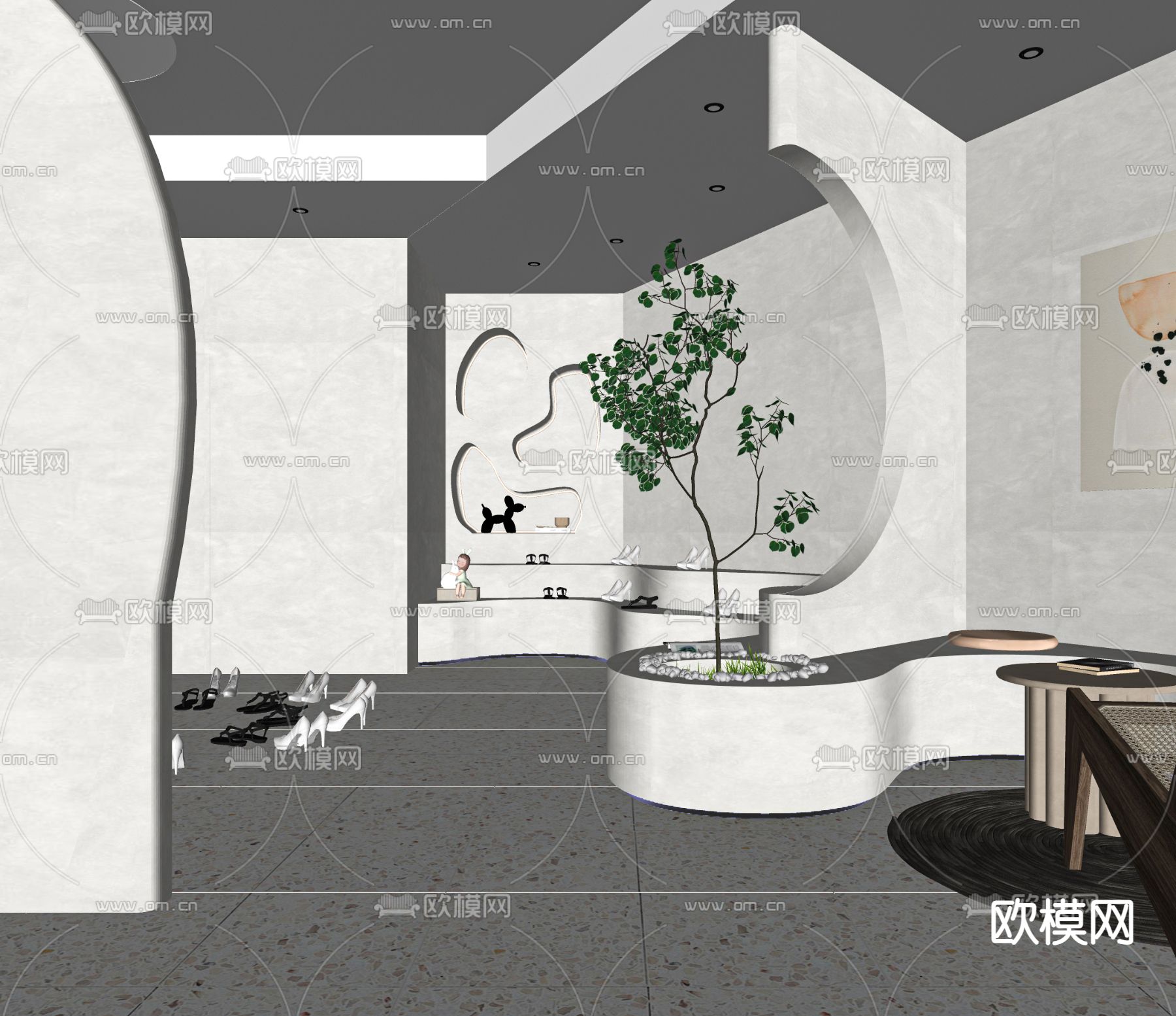 现代鞋店su模型下载（渲染图2）