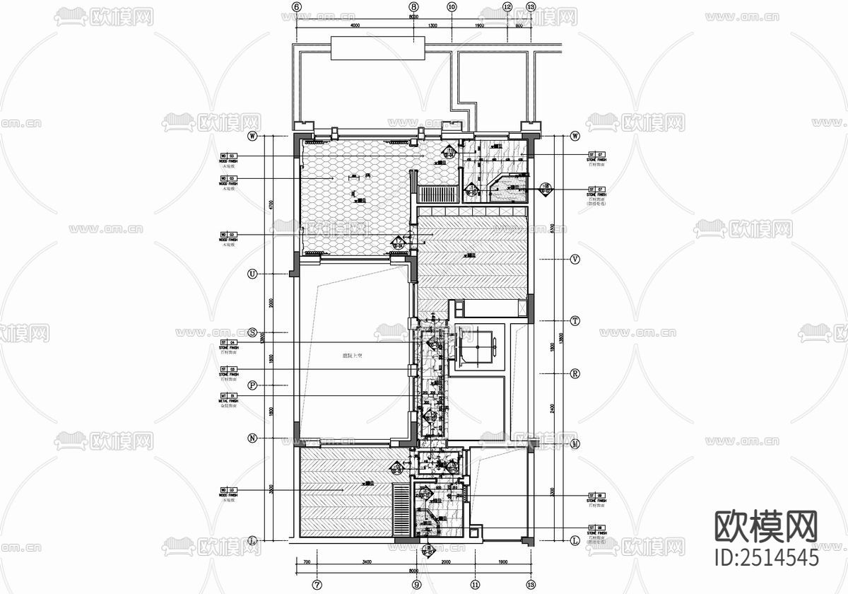 415㎡别墅样板房室内CAD施工图下载（渲染图3）