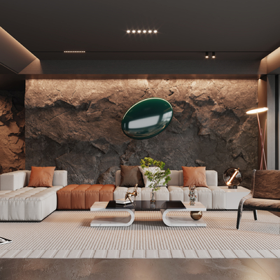  Minotti 米洛提 侘寂风客厅su模型 