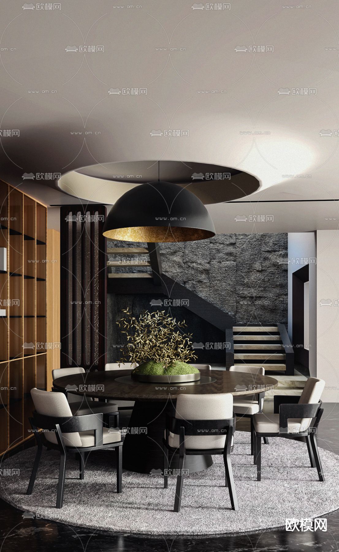 LSD interior design 侘寂餐厅3d模型下载（渲染图1）