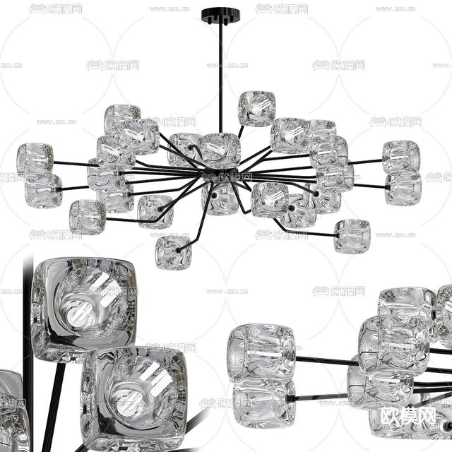 现代轻奢艺术水晶吊灯免费3d模型下载