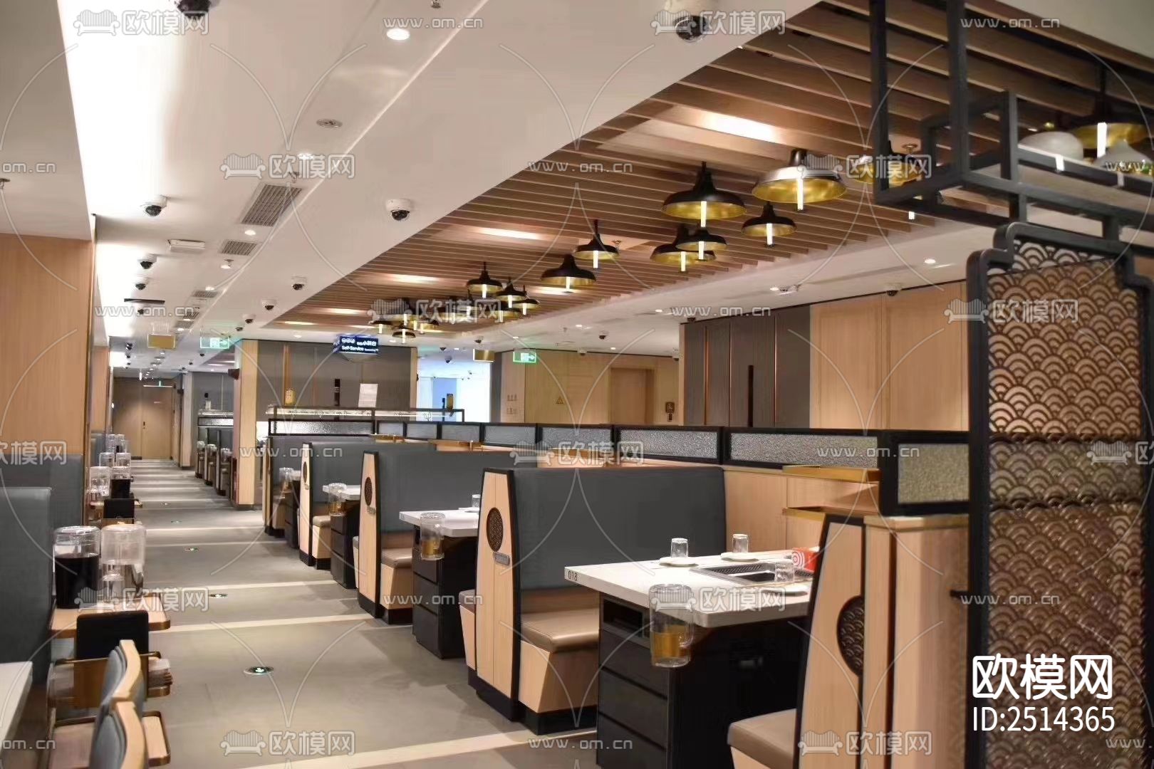 大明湖畔1010㎡某火锅店CAD施工图下载（渲染图6）