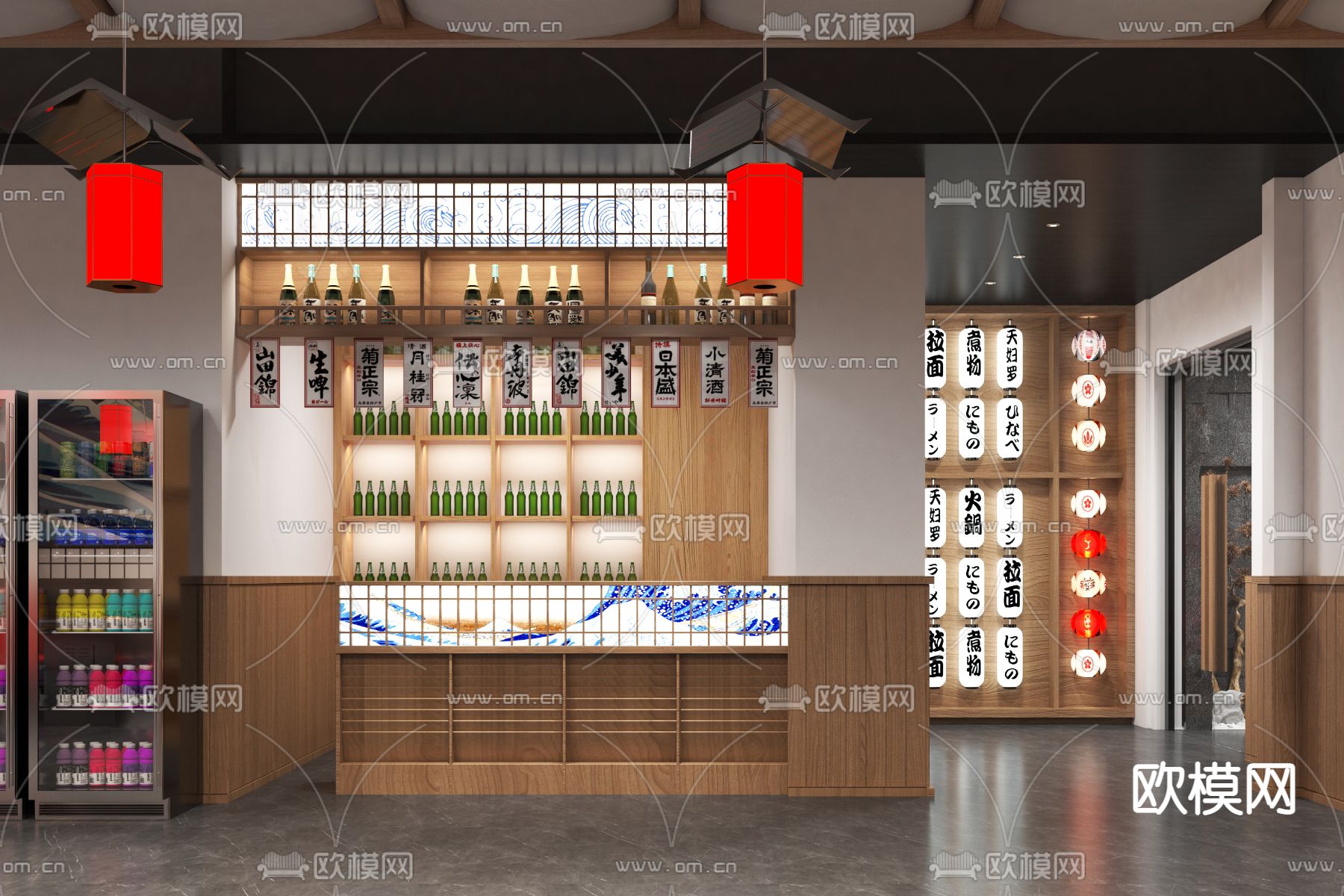 日式烤肉店 日式料理店3d模型下载（渲染图3）