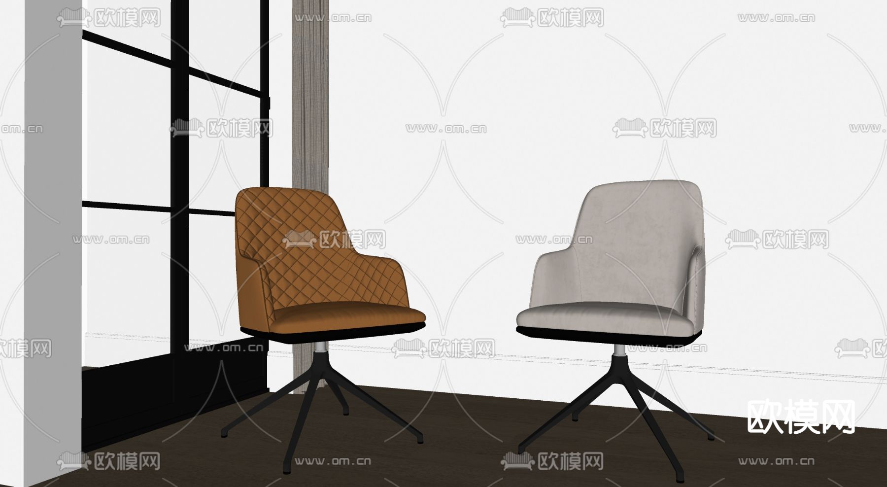 现代办公转椅su模型