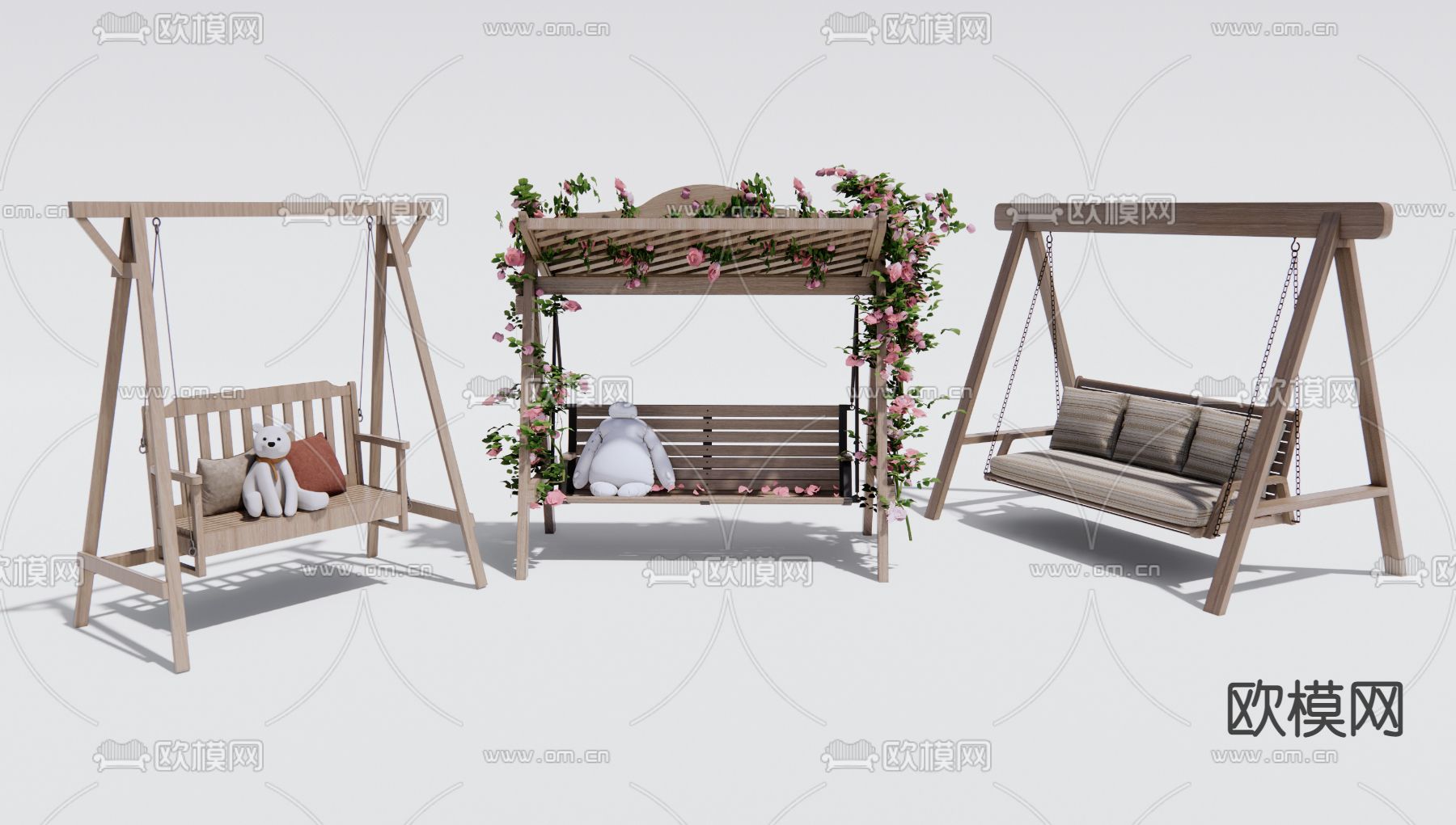 现代庭院秋千 吊椅3d模型下载