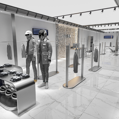  现代潮流男装店su模型 