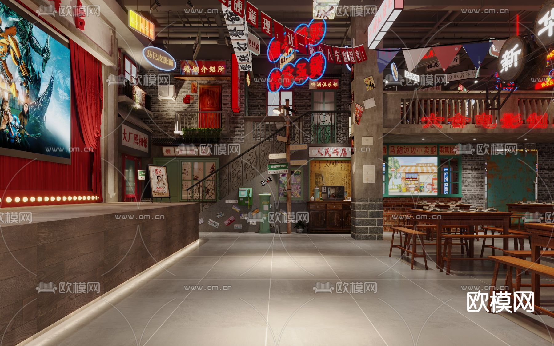 民国风 港式 烧烤店3d模型下载（渲染图7）