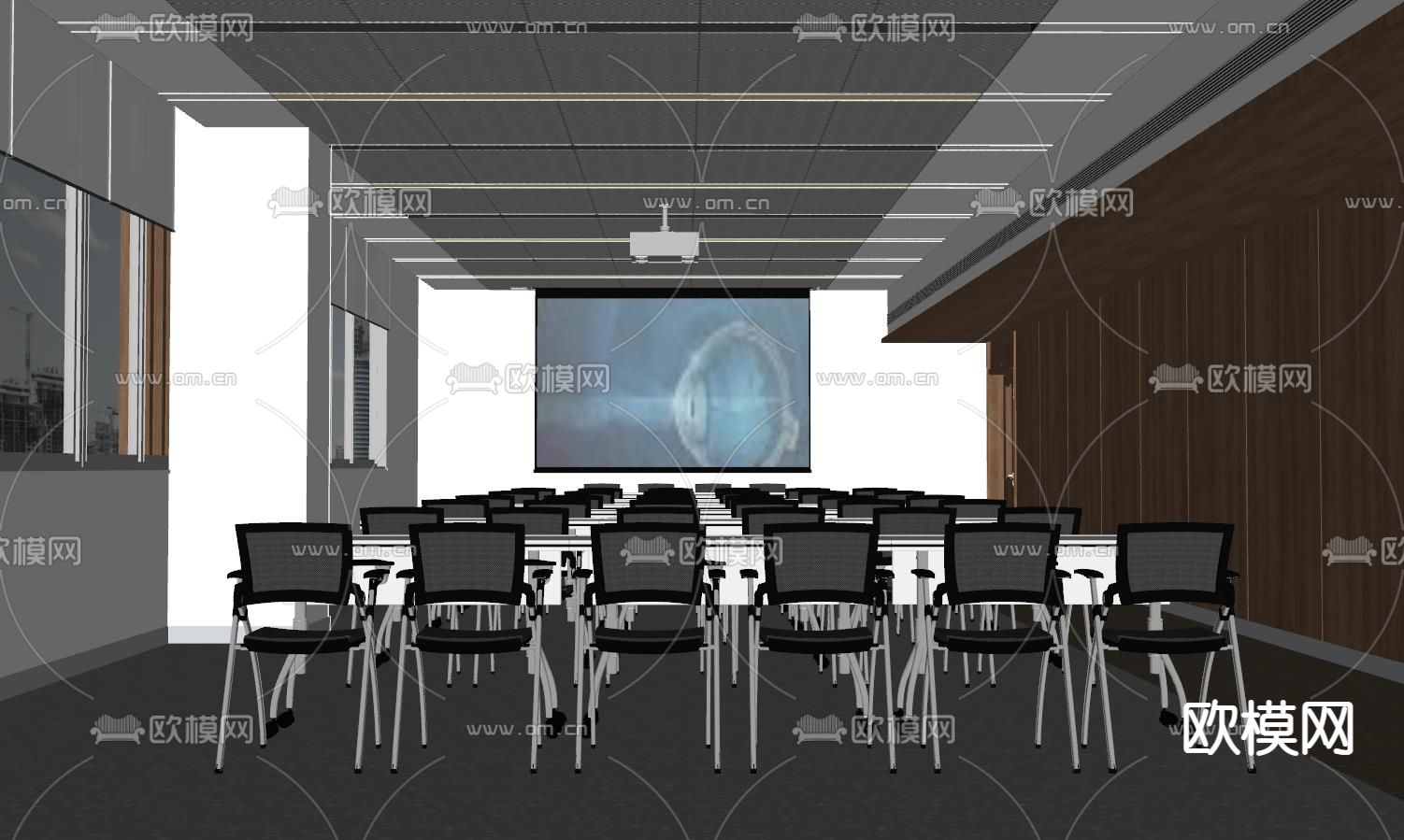 现代会议室 报告厅 多功能厅su模型下载（渲染图2）