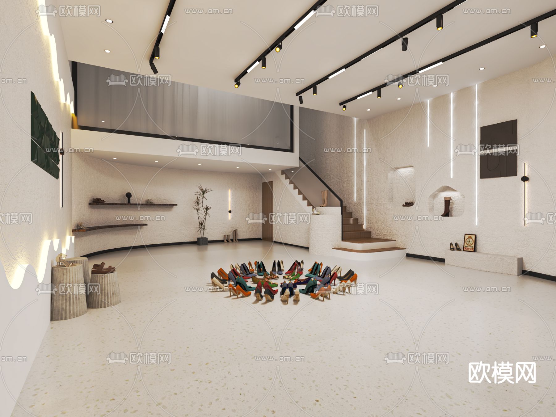 现代鞋店su模型下载（渲染图1）